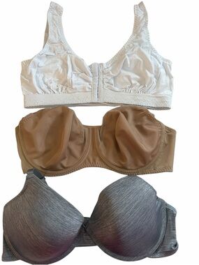 plus size Classic Comfort Bra Set of 3 - White, Nude, Gray size 42C